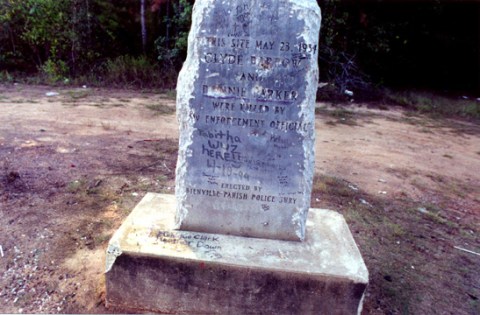 Bonnie and Clyde massacre site-marker outside Gibsland Louisiana 