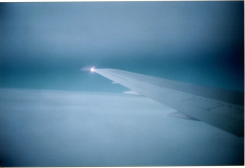 wing light in the dark blue. from Having Decided to Fly series